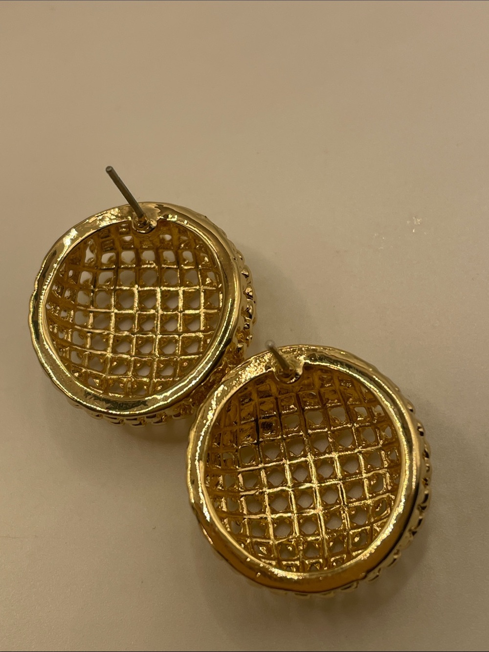 Natasha Couture Gold Textured Dome Stud Earrings - Picture 3 of 5